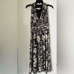 Evan Picone Black and Cream Floral Dress